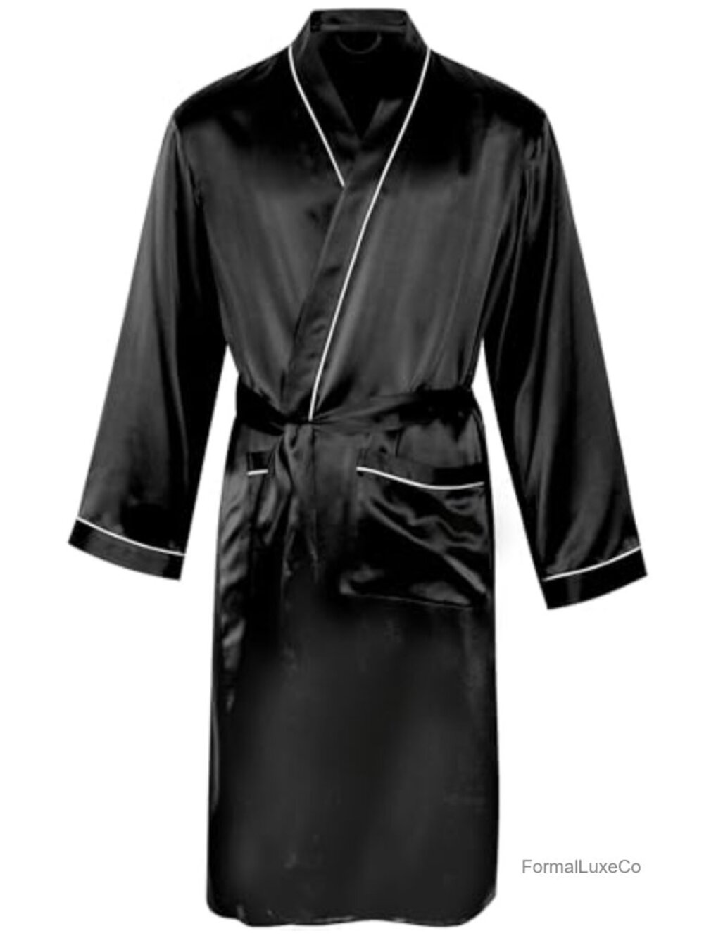 19MM Mulberry Silk Robe Men Lightweight Kimono Bathrobe V-Neck Pockets